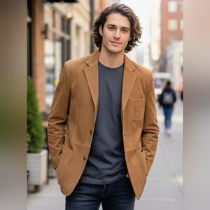 Tasso Elba Suede Jacket Grandpa Chic Men's Small EUC